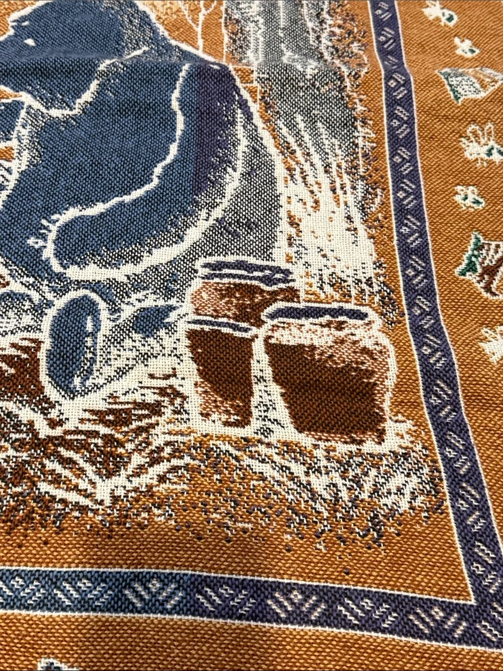 Disney Winnie the Pooh Beige, Brown, Green Tapestry Throw 3.25 x 4.25